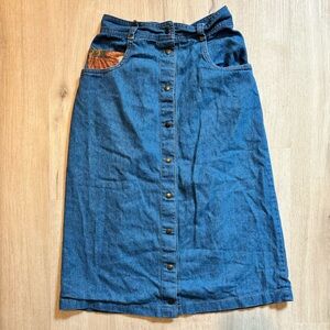 Vintage Jean Midi Skirt